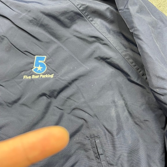 Tri-Mountain Jacket Mens Large Navy Blue Employee Fleece Nylon Windbreaker Hike - Picture 4 of 16